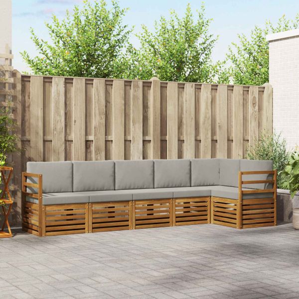 Комплект секционен диван 6 pcs Естествено и светло сиво