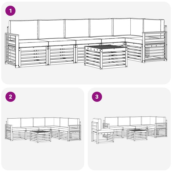 Комплекти дивани 7 pcs Натурален и Бежов Солидно акациево дърво