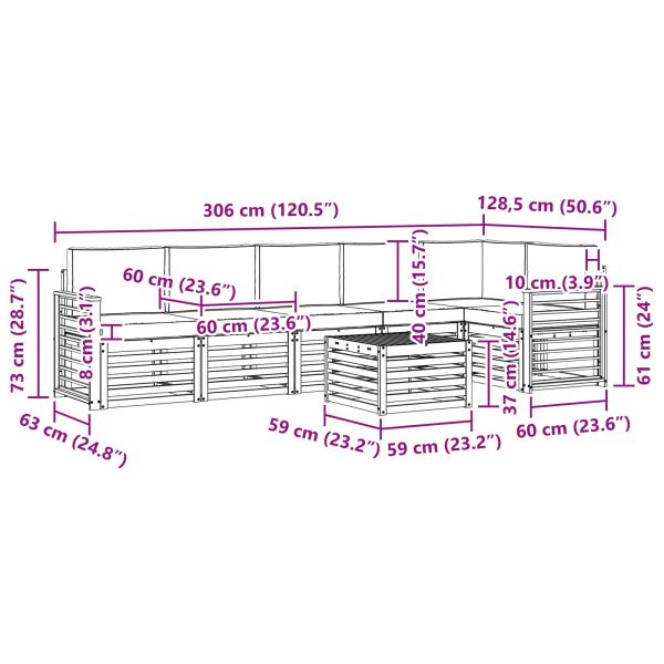 Комплекти дивани 7 pcs Натурален и Бежов Солидно акациево дърво
