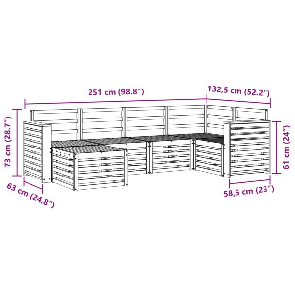 Комплект дивани за открито 6 бр. Естествен Полиестер