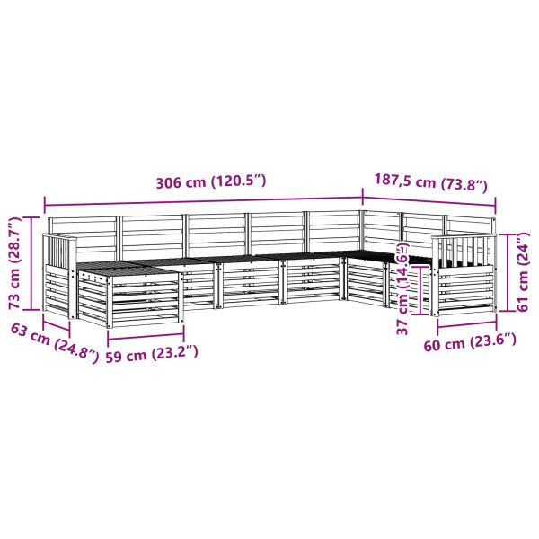Комплект дивани за открито 8 pcs Естествен