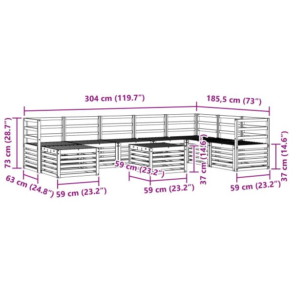 Комплект дивани за открито 9 pcs Естествен