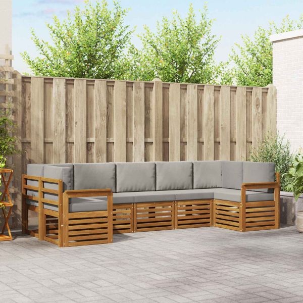 Комплект секционен диван 7 pcs Естествено и светло сиво