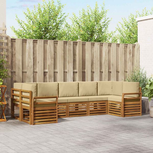 Комплект секционен диван с възглавница 7 pcs Натурален и Бежов