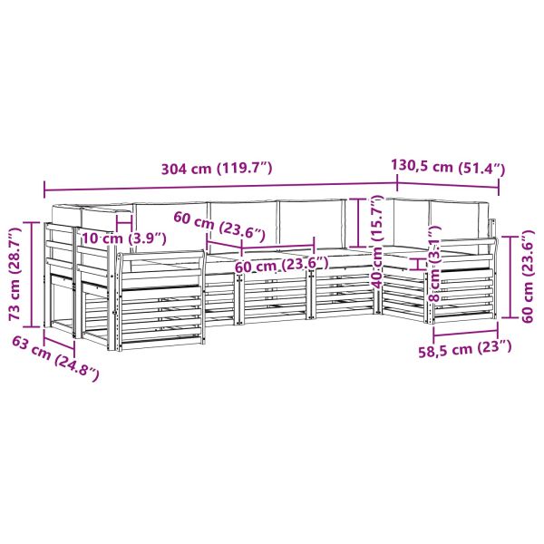 Комплект секционен диван с възглавница 7 pcs Натурален и Бежов