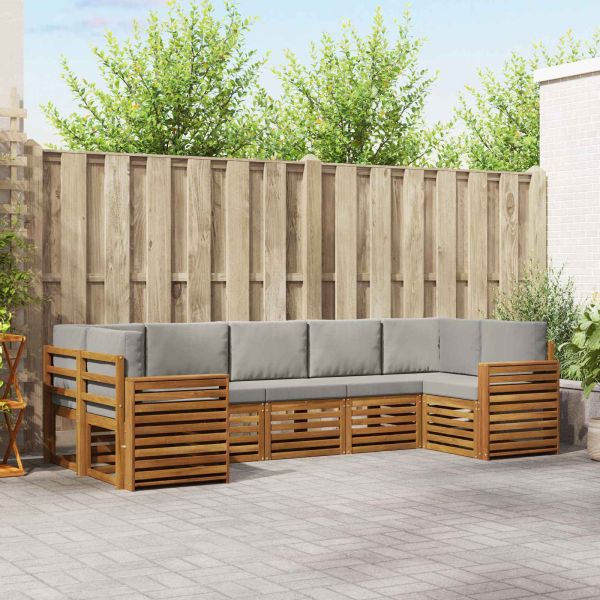 Комплект секционен диван 7 pcs Естествено и светло сиво