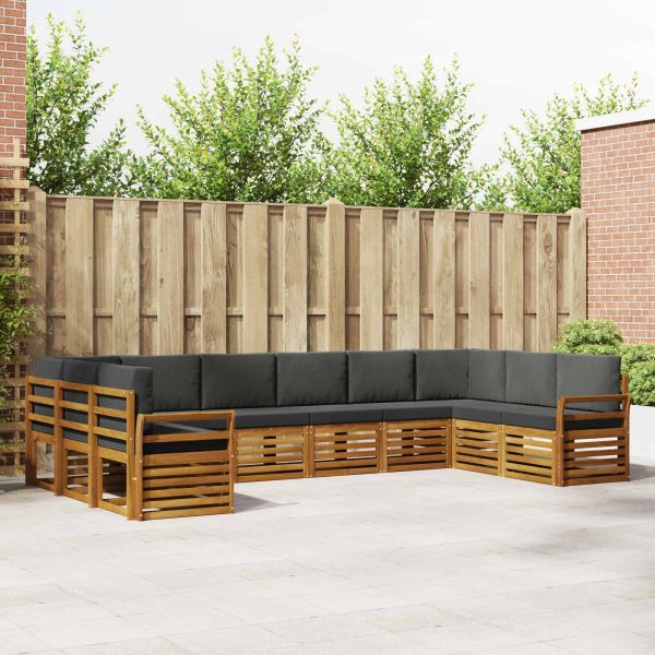 Комплекти дивани с възглавница 10 pcs Натурален и Антрацит