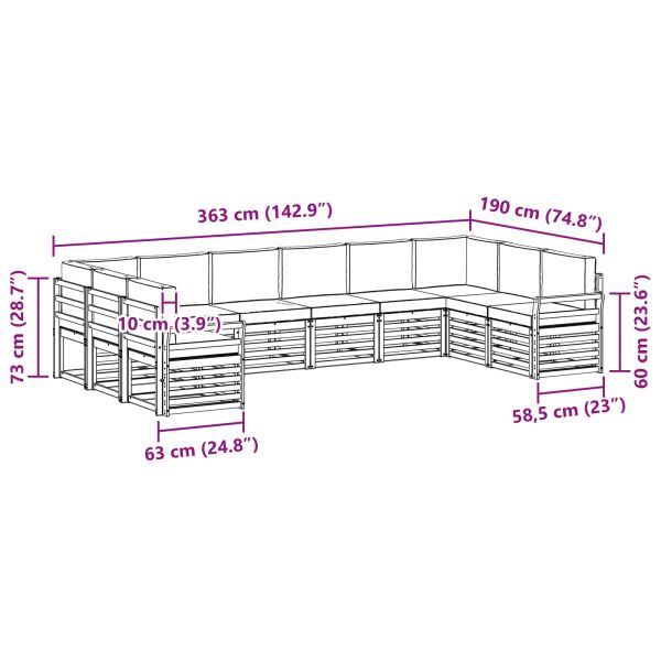 Комплекти дивани с възглавница 10 pcs Натурален и Антрацит