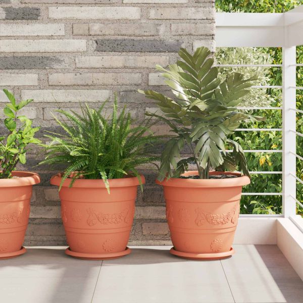 Саксии за растения 6 pcs Червено тухла Ø 34 x 28 см Пластмаса