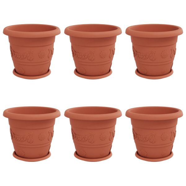 Саксии за растения 6 pcs Червено тухла Ø 34 x 28 см Пластмаса