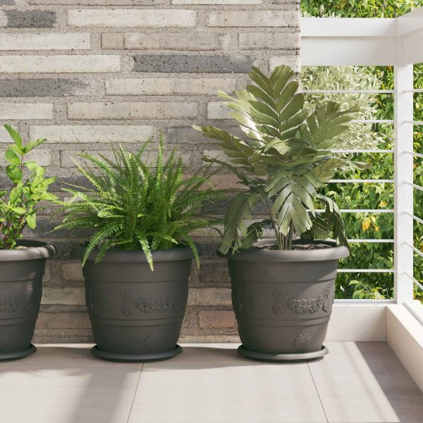 Саксии за растения 6 pcs Черно Ø 34 x 28 см Пластмаса