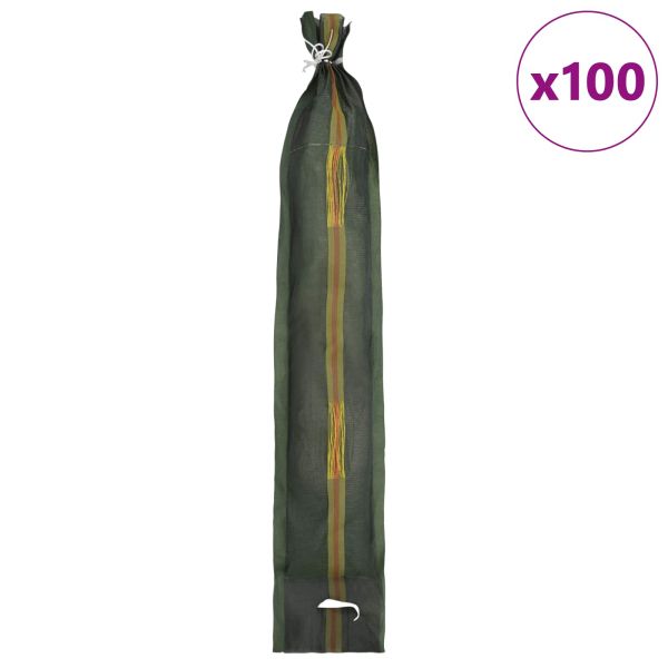 Торби с пясък 100 бр. Тъмен зелен 100 x 25 cm HDPE