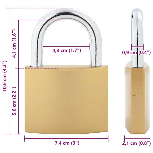 U Lock с ключове Месинг 7,4 x 2,1 x 10,6 см Желязо