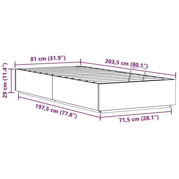 Отоман легло рамка с хранилище Натурално 80 x 200 cm