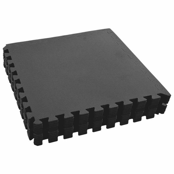 Мат за под басейн 12 pcs Черно 4,32 ㎡ EVA Пяна
