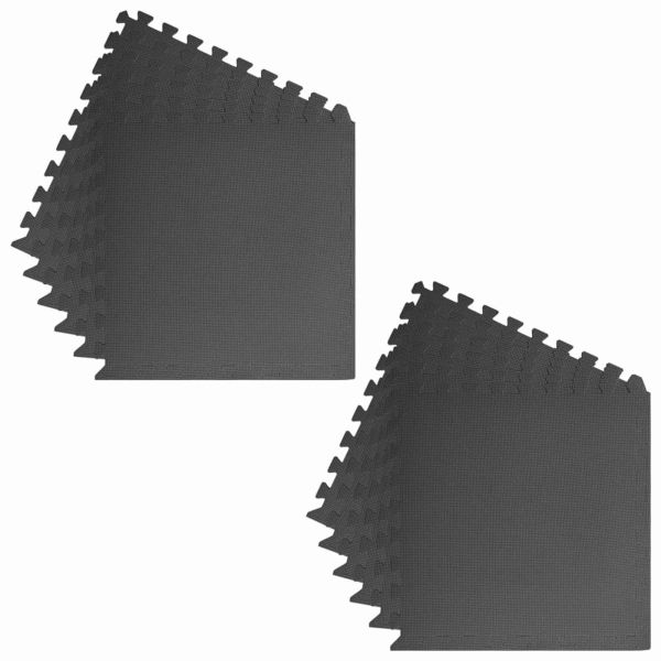 Мат за под басейн 12 pcs Черно 4,32 ㎡ EVA Пяна