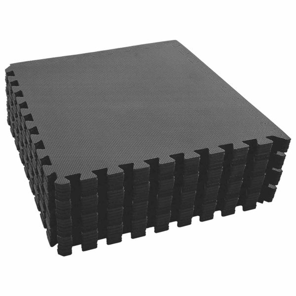 Мат за под басейн 24 pcs Черно 8,64 ㎡ EVA Пяна