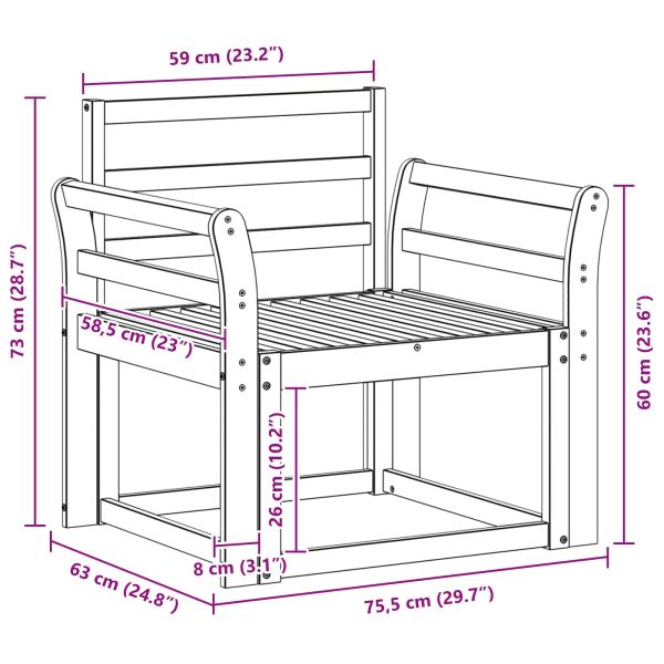 Външен диван Солидно акациево дърво Естествен