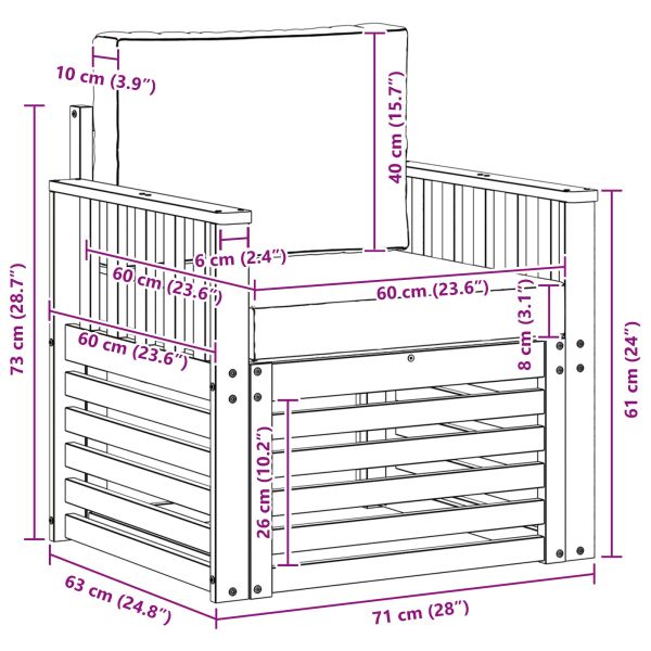 Комплект дивани за открито Естествен 71 x 63 x 73 см