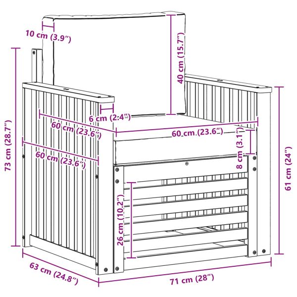 Комплект дивани за открито Естествен 71 x 63 x 73 см