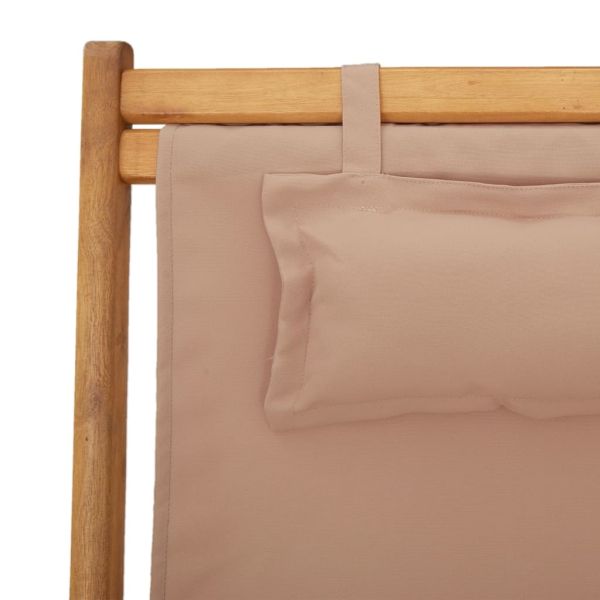 Сгъваем стол, бежов, масивно дърво, евкалипт и плат