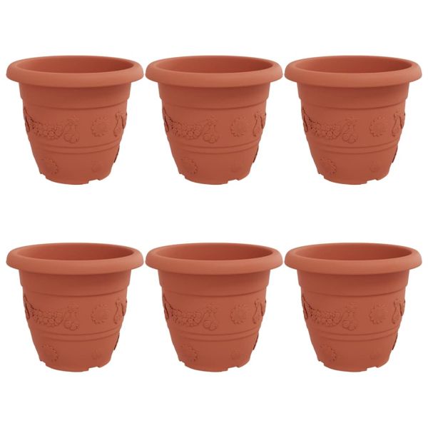 Кръгла саксия за цветя 6 pcs Червено тухла Ø 34 x 28 см