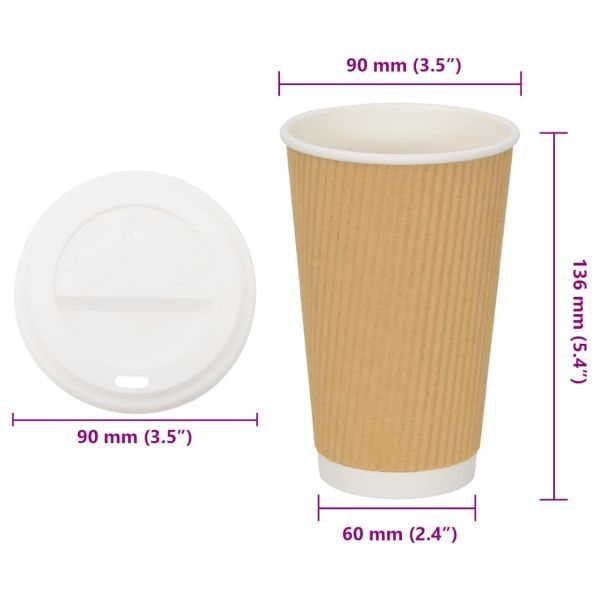 хартиени чаши за кафе с капачки 1000 бр. 16oz 400ml