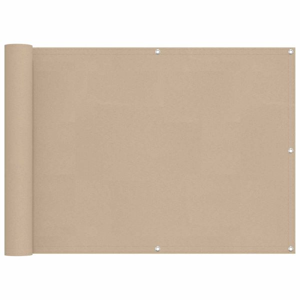 Балконен екран Бежово 75 x 200 cm PU покрит оксфорд алу