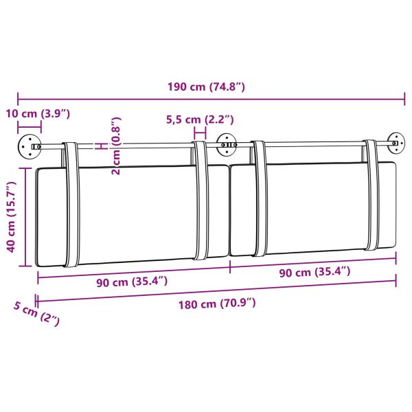 Табла за легло висяща Черен Текстил