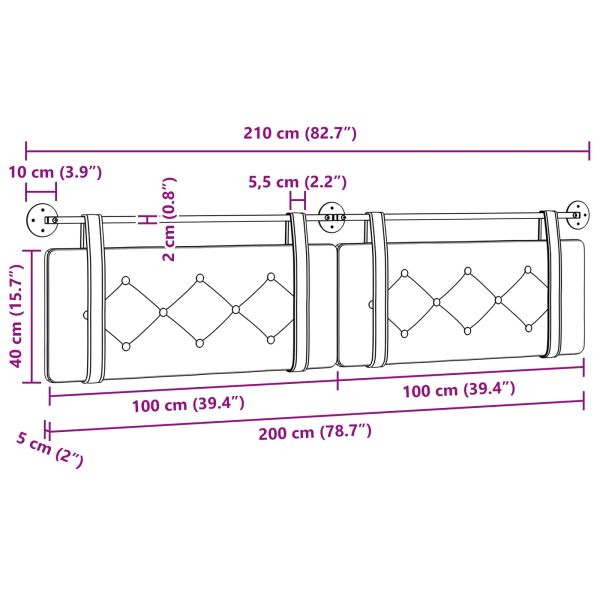 Висяща табла Черен 210 x 55 x 5 см Антично PU