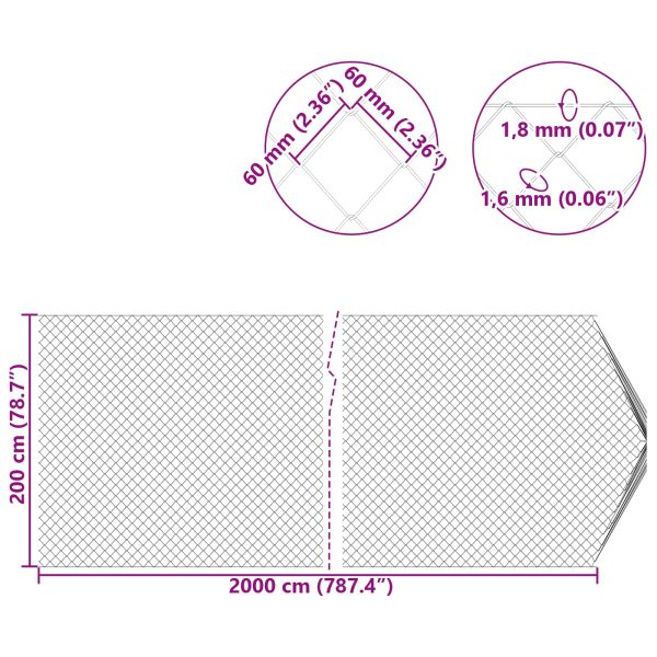 Оградa от мрежа 2 x 20 m Стъкло Поцинкована