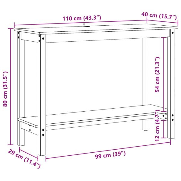 Конзолна маса Восъчен Кафяв 110 x 40 x 80 см Масивна боровина