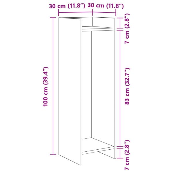 Стойка за растения Бяло 30 x 30 x 100 см Инженерна дървесина