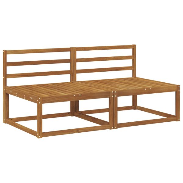 2 Брой Среден диван за открито Естествен 158 x 83 x 73 см