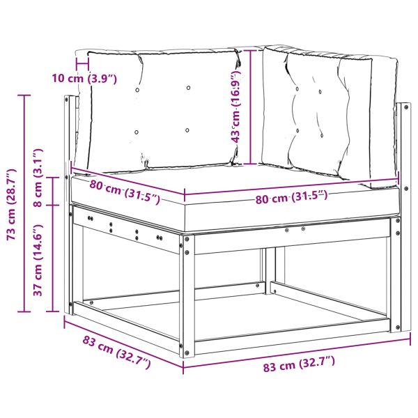 Ъглов диван за открито Естествен