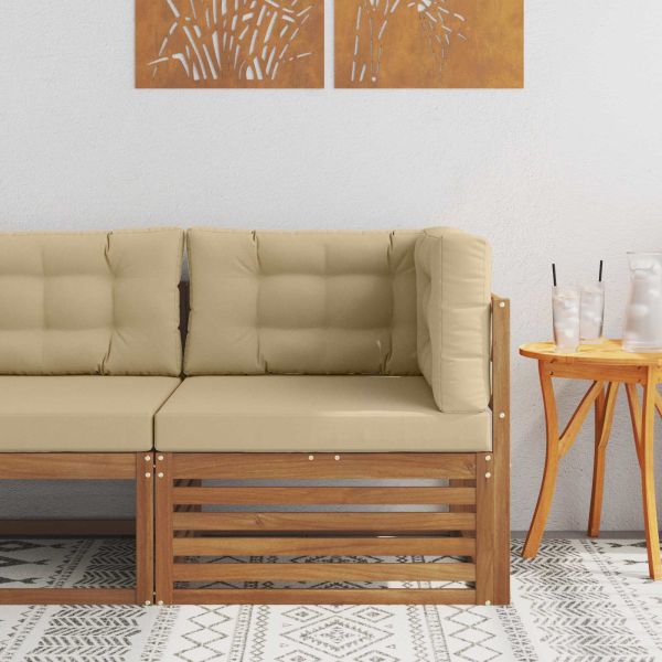 Ъглов диван за открито Солидно акациево дърво Естествен