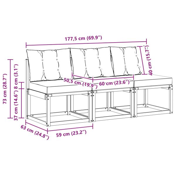 3 Брой Външен среден диван