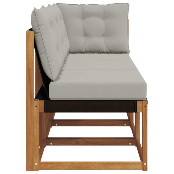 Външен среден и ъглов диван с възглавница 3 Брой Естествен