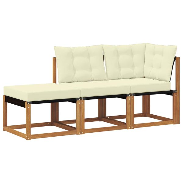 Външен модулен диван с възглавница 3 Брой Натурален и Крема