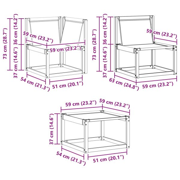 Външен модулен диван с възглавница 3 Брой Натурален и Крема