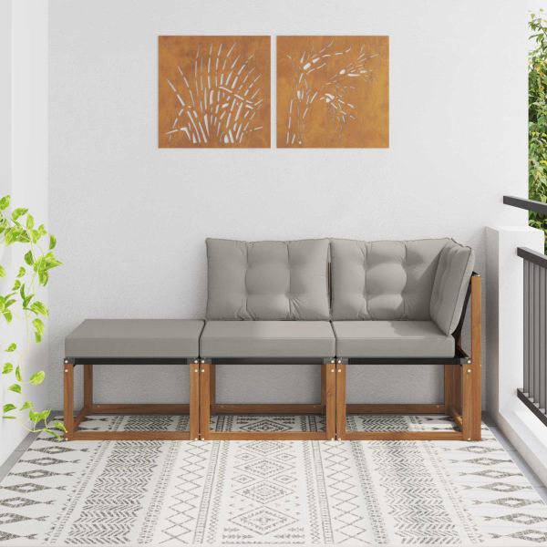 Външен модулен диван 3 Брой Естествено и светло сиво