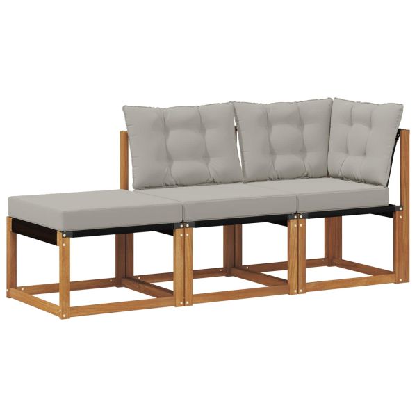 Външен модулен диван 3 Брой Естествено и светло сиво