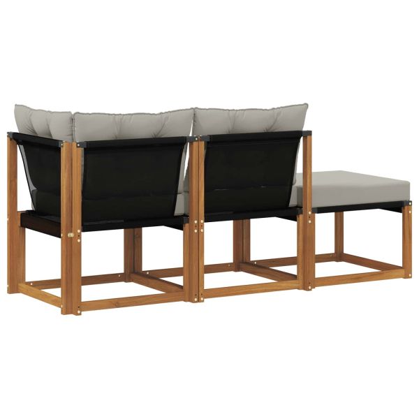 Външен модулен диван 3 Брой Естествено и светло сиво