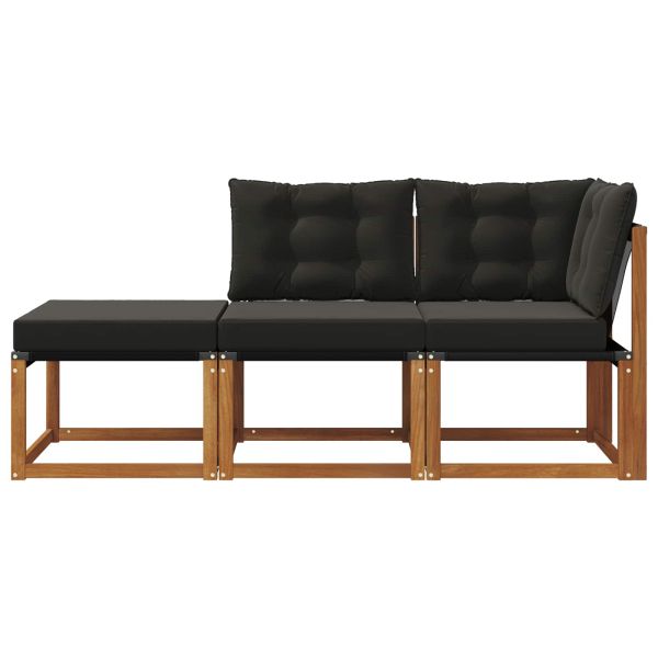 Външен модулен диван с възглавница 3 Брой Естествено и черно