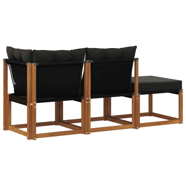 Външен модулен диван с възглавница 3 Брой Естествено и черно