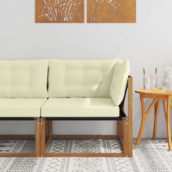 Външен ъглов диван Солидно акациево дърво и текстилена