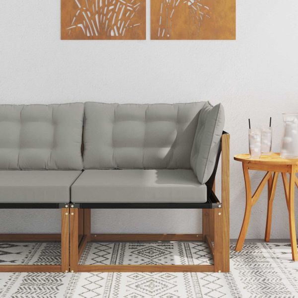 Външен ъглов диван Солидно акациево дърво Естествен