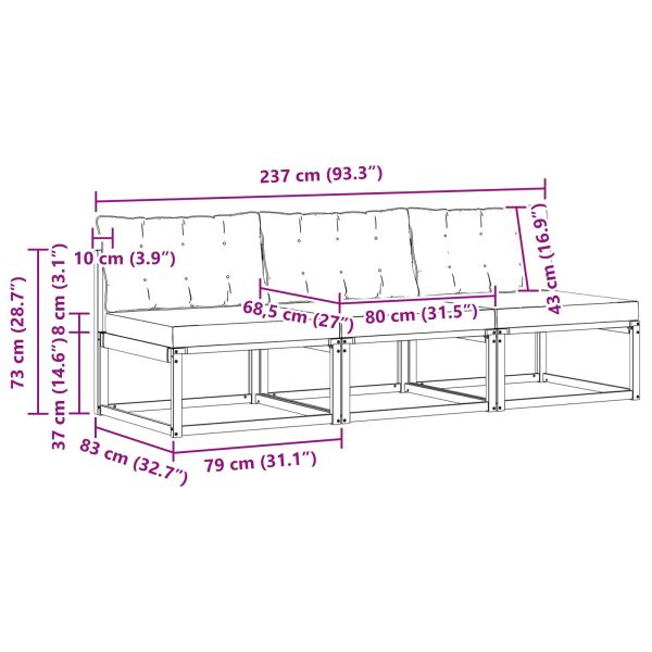 3 Брой Среден диван за открито