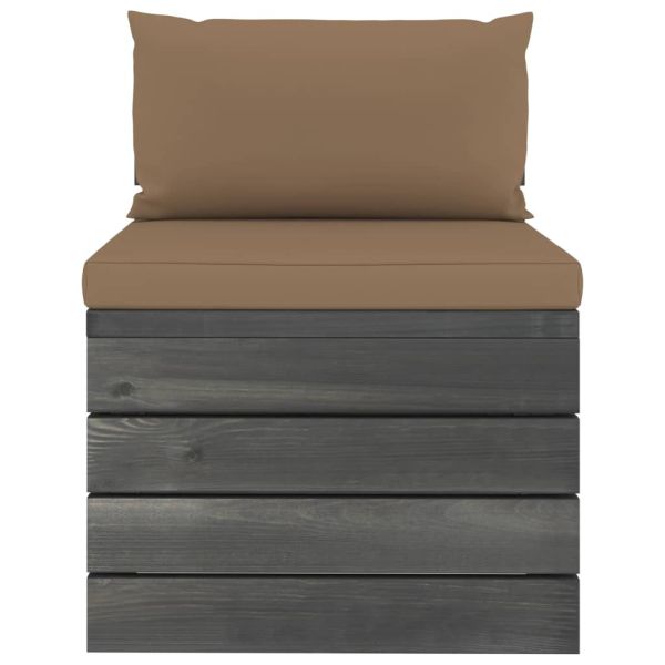 Градински мебели от палети 2 части с възглавници бор масив