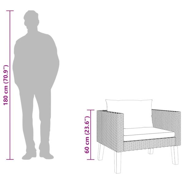 Едноместен градински диван с възглавници, полиратан, бежов